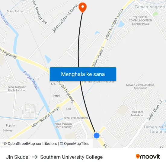 Jln Skudai to Southern University College map