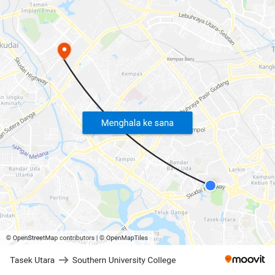 Tasek Utara to Southern University College map