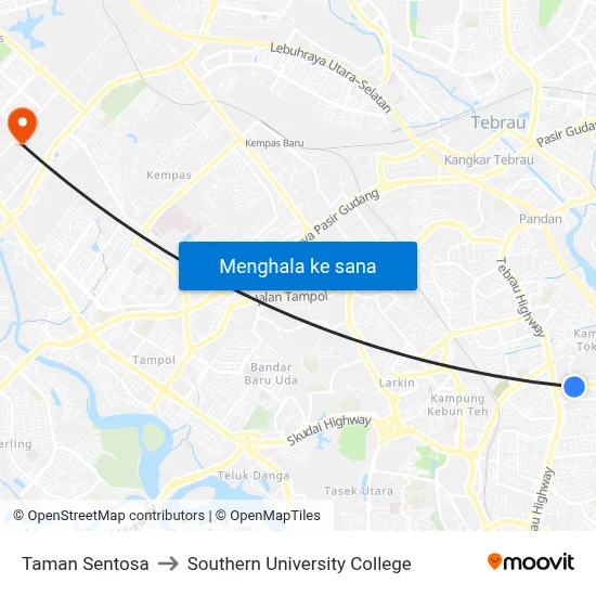 Taman Sentosa to Southern University College map