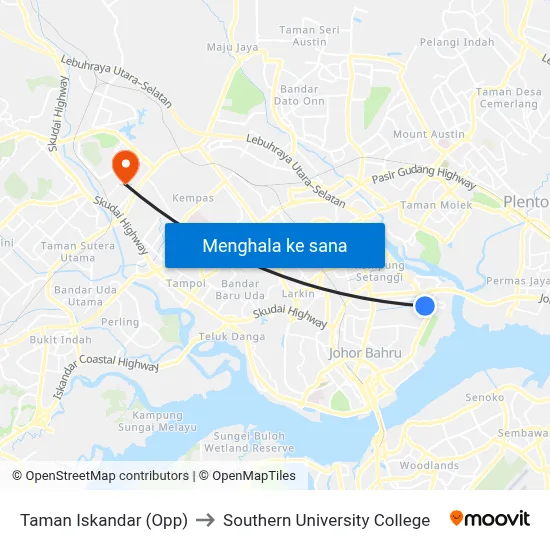 Taman Iskandar (Opp) to Southern University College map