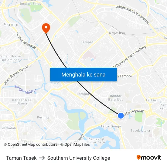Taman Tasek to Southern University College map