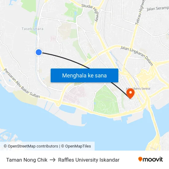 Taman Nong Chik to Raffles University Iskandar map