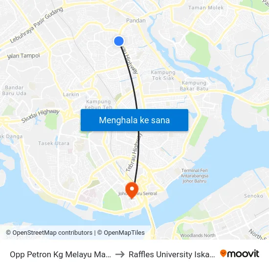 Opp Petron Kg Melayu Majidee to Raffles University Iskandar map