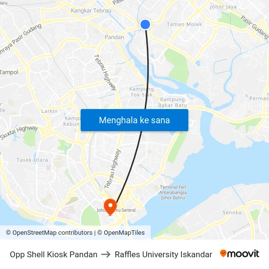 Opp Shell Kiosk Pandan to Raffles University Iskandar map