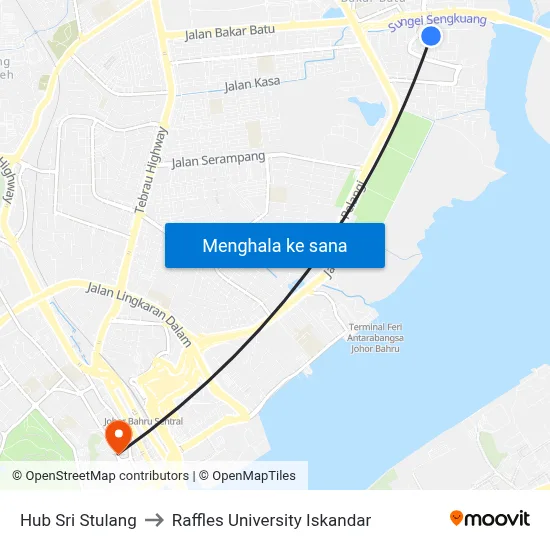 Hub Sri Stulang to Raffles University Iskandar map