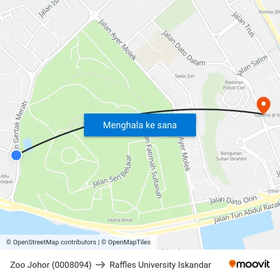 Zoo Johor (0008094) to Raffles University Iskandar map