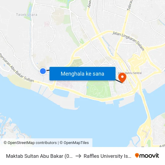 Maktab Sultan Abu Bakar (0005494) to Raffles University Iskandar map