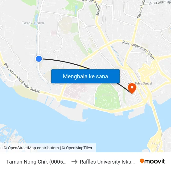 Taman Nong Chik (0005495) to Raffles University Iskandar map