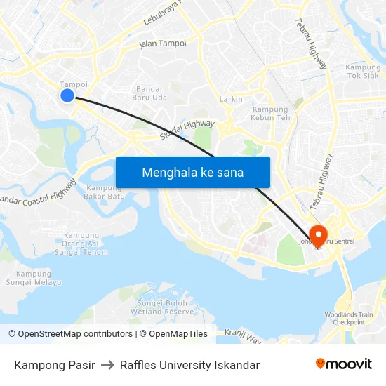 Kampong Pasir to Raffles University Iskandar map