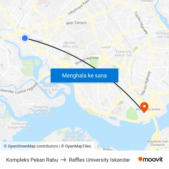 Kompleks Pekan Rabu to Raffles University Iskandar map