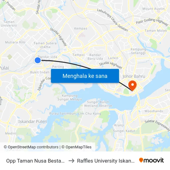 Opp Taman Nusa Bestari 3 to Raffles University Iskandar map