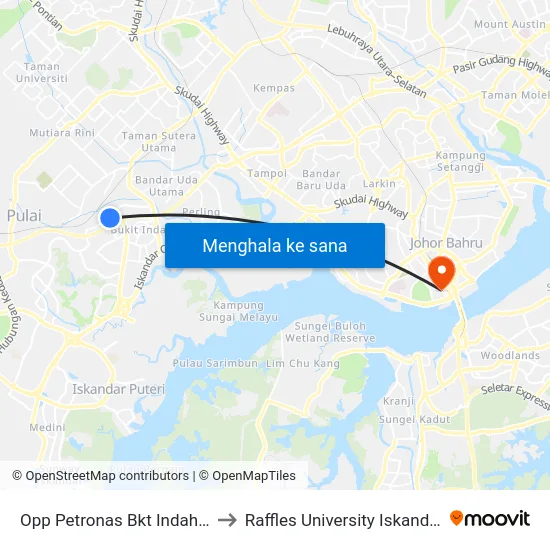Opp Petronas Bkt Indah 1 to Raffles University Iskandar map