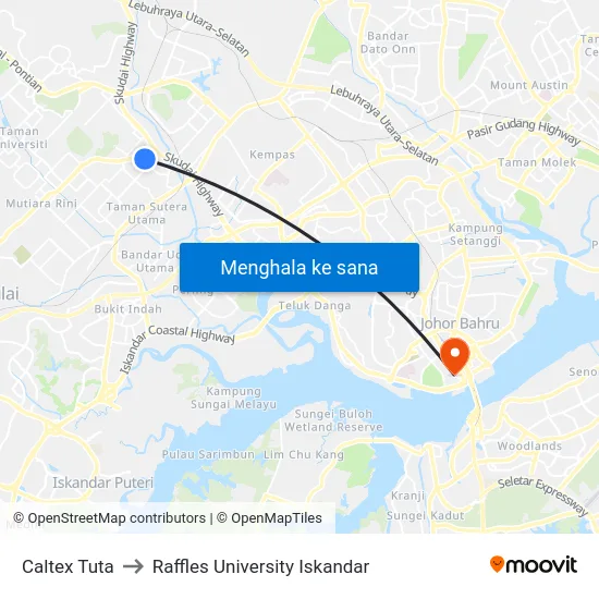 Caltex Tuta to Raffles University Iskandar map