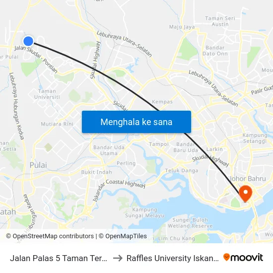 Jalan Palas 5 Taman Teratai to Raffles University Iskandar map