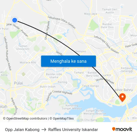 Opp Jalan Kabong to Raffles University Iskandar map