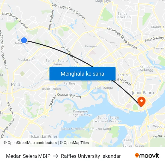 Medan Selera MBIP to Raffles University Iskandar map
