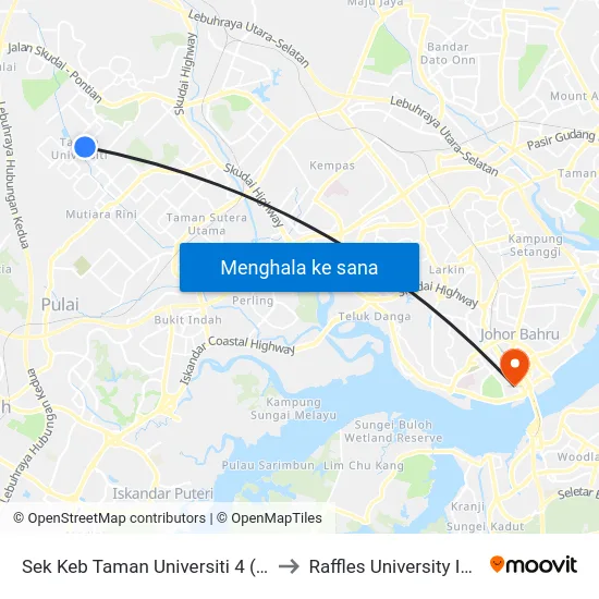 Sek Keb Taman Universiti 4 (0004365) to Raffles University Iskandar map