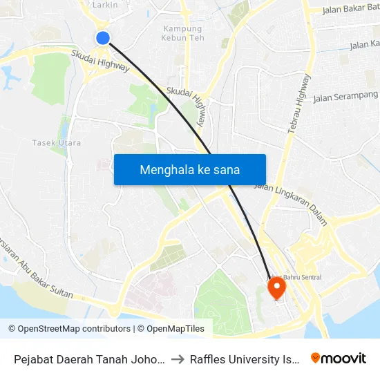 Pejabat Daerah Tanah Johor Bahru to Raffles University Iskandar map