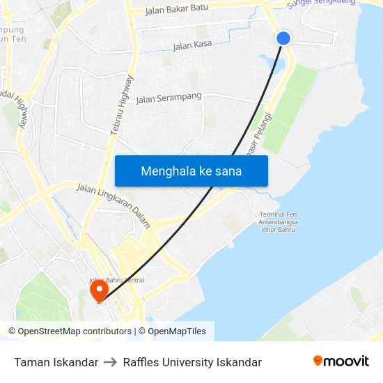 Taman Iskandar to Raffles University Iskandar map