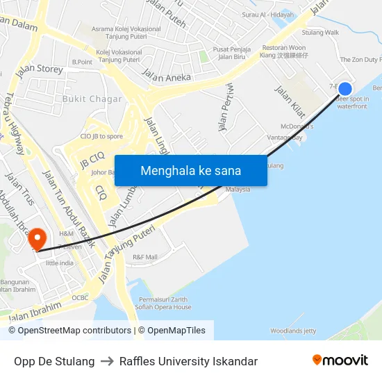 Opp De Stulang to Raffles University Iskandar map