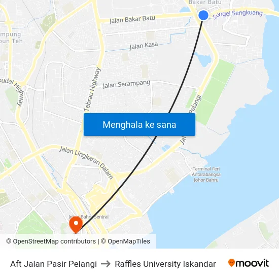 Aft Jalan Pasir Pelangi to Raffles University Iskandar map