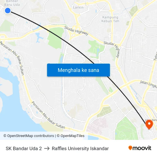 SK Bandar Uda 2 to Raffles University Iskandar map