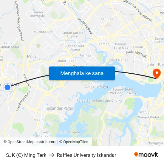 SJK (C) Ming Terk to Raffles University Iskandar map