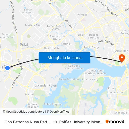 Opp Petronas Nusa Perintis to Raffles University Iskandar map