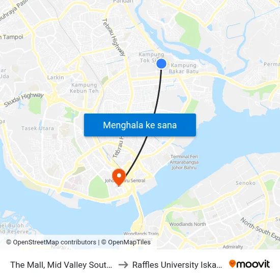 The Mall, Mid Valley Southkey to Raffles University Iskandar map