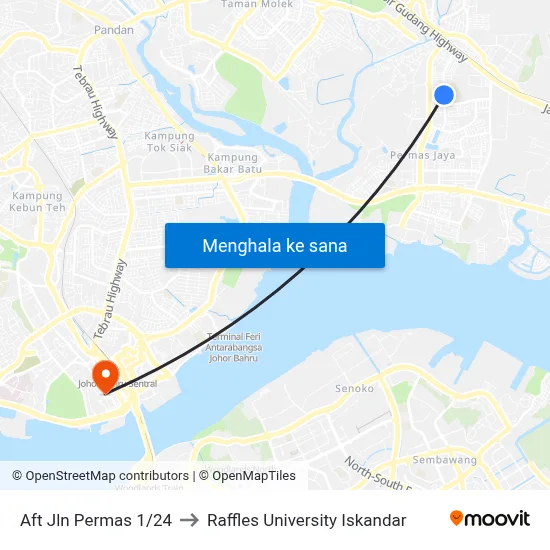 Aft Jln Permas 1/24 to Raffles University Iskandar map