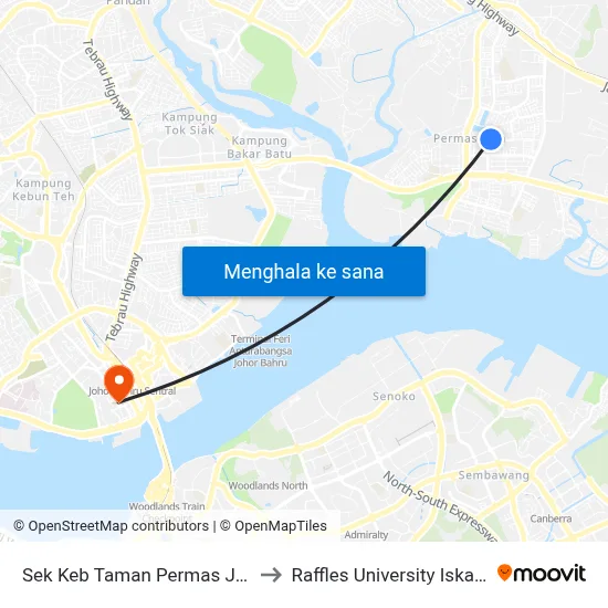 Sek Keb Taman Permas Jaya 3 to Raffles University Iskandar map