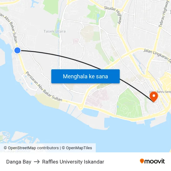 Danga Bay to Raffles University Iskandar map