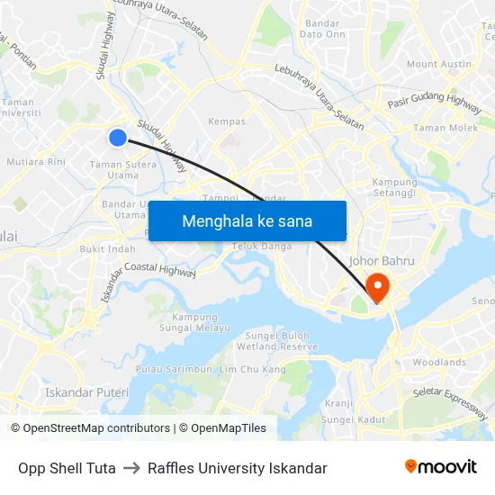 Opp Shell Tuta to Raffles University Iskandar map