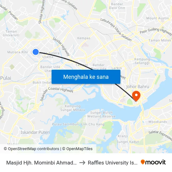 Masjid Hjh. Mominbi Ahmad Angullia to Raffles University Iskandar map
