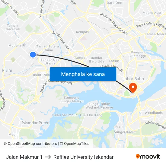 Jalan Makmur 1 to Raffles University Iskandar map