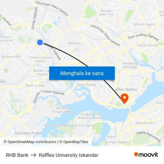 RHB Bank to Raffles University Iskandar map