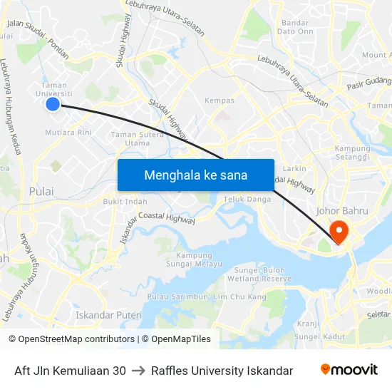Aft Jln Kemuliaan 30 to Raffles University Iskandar map