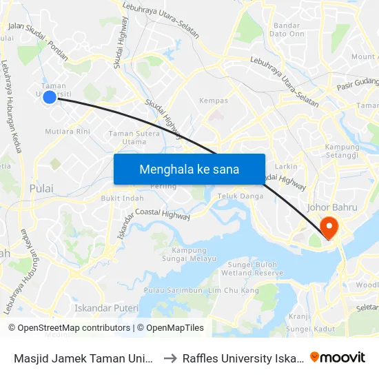 Masjid Jamek Taman Universiti to Raffles University Iskandar map