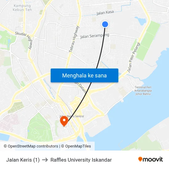 Jalan Keris (1) to Raffles University Iskandar map