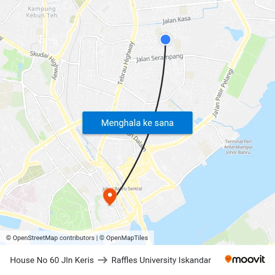 House No 60 Jln Keris to Raffles University Iskandar map