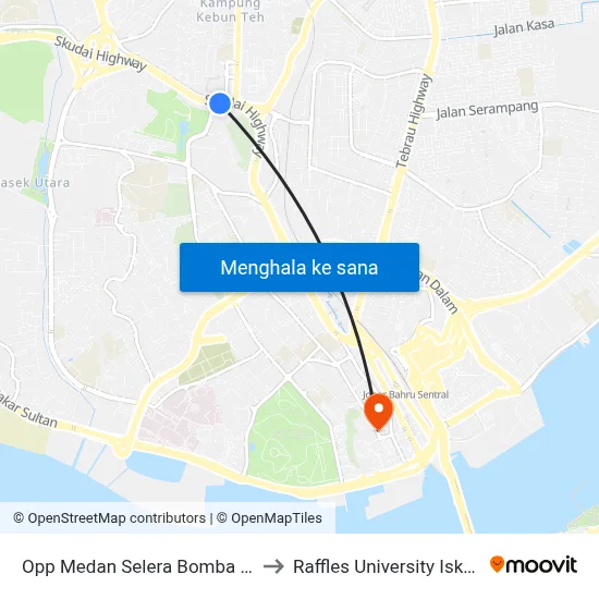 Opp Medan Selera Bomba Larkin to Raffles University Iskandar map