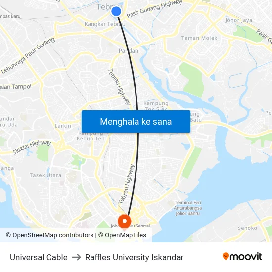 Universal Cable to Raffles University Iskandar map