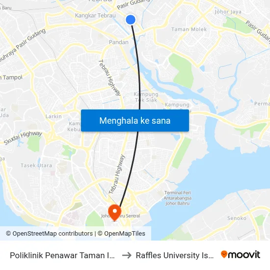 Poliklinik Penawar Taman Istimewa to Raffles University Iskandar map
