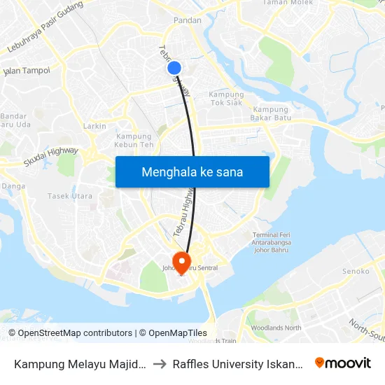Kampung Melayu Majidee to Raffles University Iskandar map