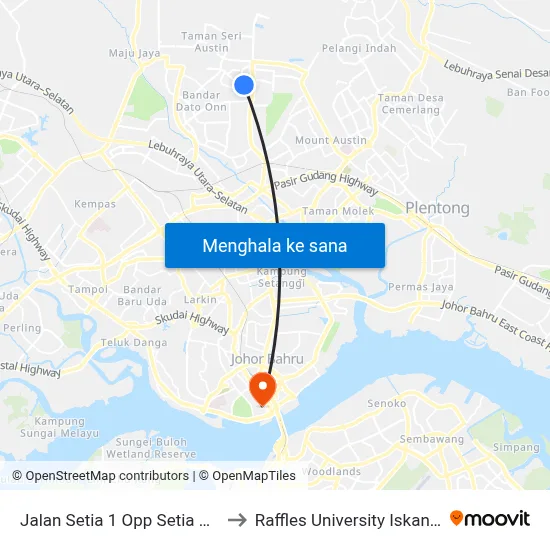 Jalan Setia 1 Opp Setia Park to Raffles University Iskandar map