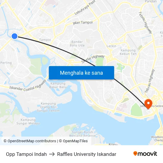 Opp Tampoi Indah to Raffles University Iskandar map
