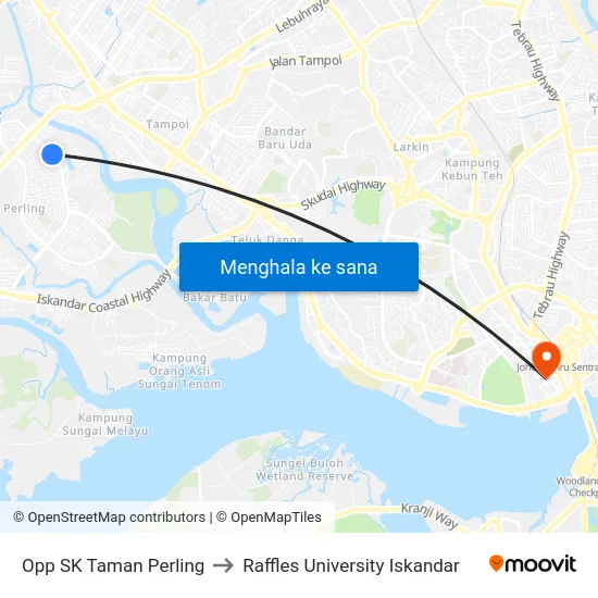 Opp SK Taman Perling to Raffles University Iskandar map