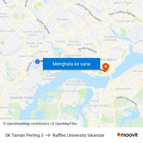 SK Taman Perling 3 to Raffles University Iskandar map