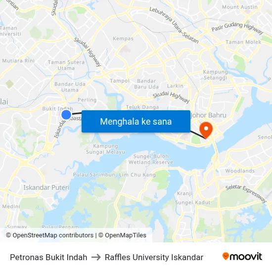 Petronas Bukit Indah to Raffles University Iskandar map