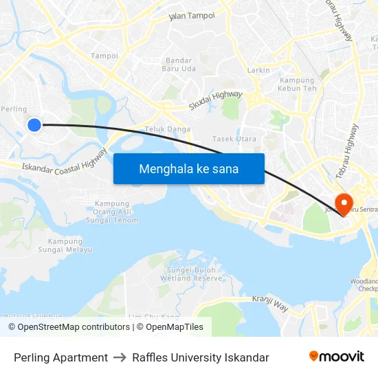 Perling Apartment to Raffles University Iskandar map